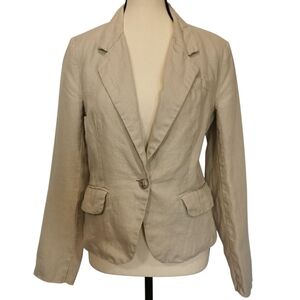 Adrienne Vittodini 100% Linen 1-Button Blazer in Light Beige - Sz S